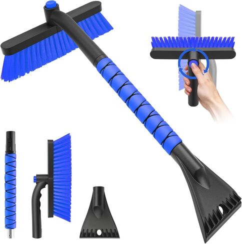 nacena Snow Brush and Ice Scrapers for Car Windshield, Detachable Snow Remover for Cars EVA Foam Grip and Rotatable Brush Head Snow Scraper for Car Trucks SUV, Winter Cars Accessories (Orange) in Saudi Arabia