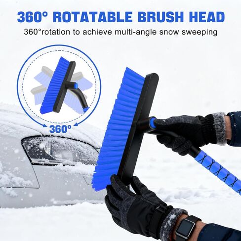 nacena Snow Brush and Ice Scrapers for Car Windshield, Detachable Snow Remover for Cars EVA Foam Grip and Rotatable Brush Head Snow Scraper for Car Trucks SUV, Winter Cars Accessories (Orange) in Saudi Arabia