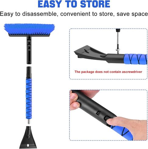 nacena Snow Brush and Ice Scrapers for Car Windshield, Detachable Snow Remover for Cars EVA Foam Grip and Rotatable Brush Head Snow Scraper for Car Trucks SUV, Winter Cars Accessories (Orange) in Saudi Arabia
