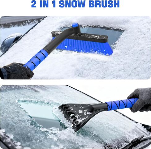 nacena Snow Brush and Ice Scrapers for Car Windshield, Detachable Snow Remover for Cars EVA Foam Grip and Rotatable Brush Head Snow Scraper for Car Trucks SUV, Winter Cars Accessories (Orange) in Saudi Arabia