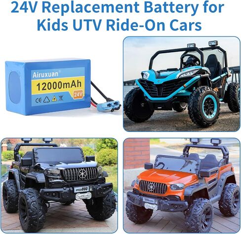 24V 12Ah Lithium Battery for Kids Ride-On Cars & Power Wheels, 25A BMS, 2A Fast Charger,Compatible with Dynacraft Realtree 24V UTVs & Disney Princess Carriage in Saudi Arabia