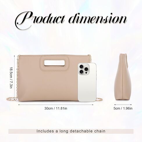 Fecialy Top Handle Clutch Purses for Women Dressy Formal Evening Handbag Leather Shoulder Crossbody Bag with Chain in Saudi Arabia
