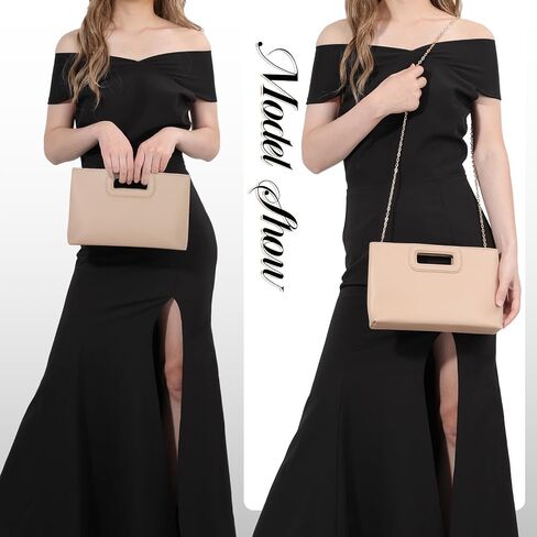 Fecialy Top Handle Clutch Purses for Women Dressy Formal Evening Handbag Leather Shoulder Crossbody Bag with Chain in Saudi Arabia