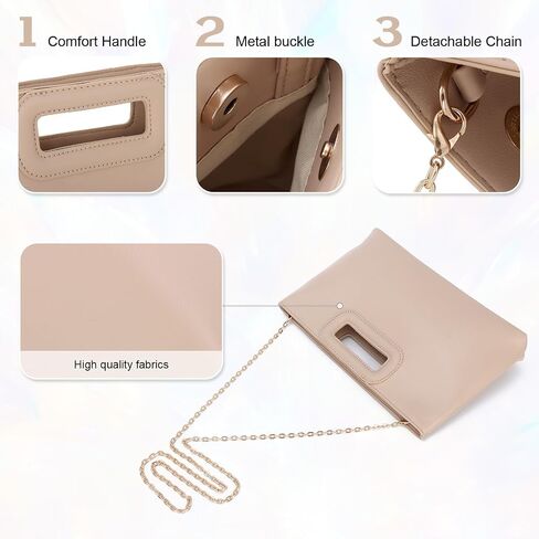 Fecialy Top Handle Clutch Purses for Women Dressy Formal Evening Handbag Leather Shoulder Crossbody Bag with Chain in Saudi Arabia