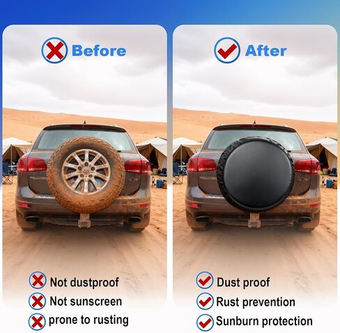غطاء إطار احتياطي، أغطية إطارات جلدية PVC مقاومة للماء والغبار للسيارة والشاحنة وRV وSUV ومقطورة التخييم العالمية، غطاء ناعم لعجلة الإطارات الصلبة، أسود (لقطر العجلة الإجمالي 27.55-29.52 بوصة) in Kuwait