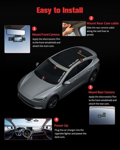 CATCATCH 4 Channel Dash Cam 360° View,4K Front and Rear Dash Camera for Cars,WDR Night Vision,Smart Voice Control,Built-in WiFi&GPS,G-Sensor,24H Parking Mode,Free 64GB SD Card,Suction Cup in Saudi Arabia