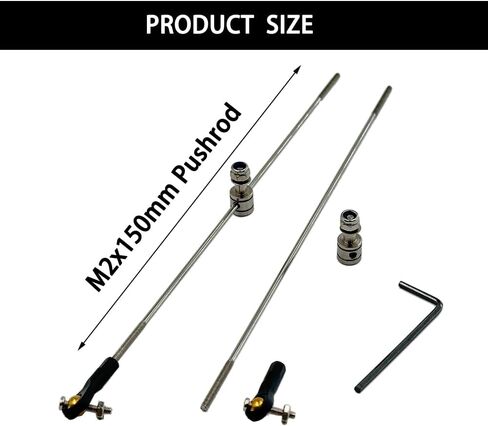 2PCS RC قارب Pushrod مجموعة البلاستيك التعادل قضيب نهاية الكرة رئيس مشترك قضيب النهاية مع Pushrod و Pushrod موصل ربط سدادة ل RC قارب DIY نموذج السفينة جزء (M2 / M3 التعادل قضيب نهاية، M2x150mm / M3x150mm Pushrod) in Kuwait