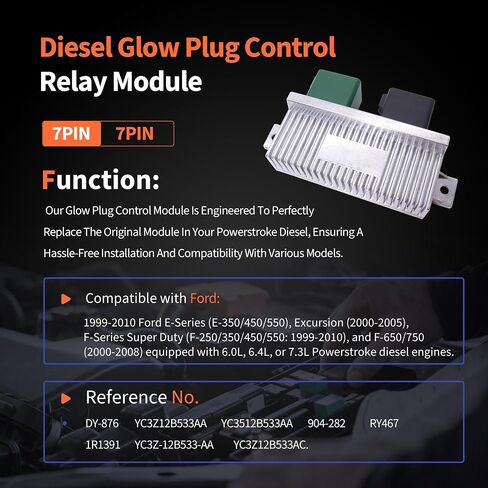HiSport YC3Z12B533AA Diesel Glow Plug Control Relay Module Glow Plug Switch Compatible with Ford E-350 F-250 F-350 F-450 Super Duty Powerstroke 6.0L 7.3L 6.4L Replacement for 1828565C1 904-282 in Saudi Arabia