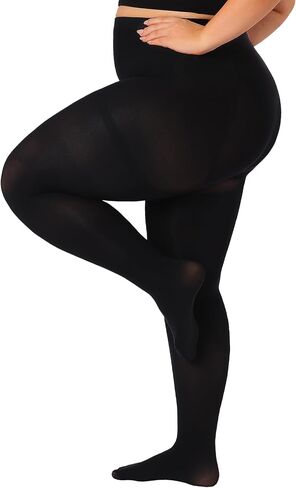 Plus Size Opaque Tights for Women 240D Soft Solid Color Footed High Waist Control Top Pantyhose in Saudi Arabia