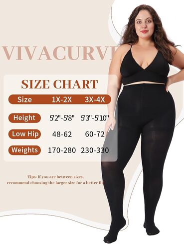 Plus Size Opaque Tights for Women 240D Soft Solid Color Footed High Waist Control Top Pantyhose in Saudi Arabia