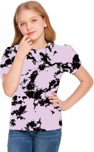 Arshiner Girls T Shirts Twist Short Sleeve Summer Shirts Fashion Crewneck Tops Tee Blouse in Kuwait