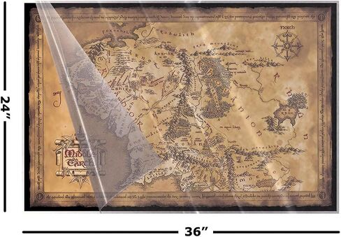 ملصق توقف على الإنترنت The Hobbit/The Lord of the Rings - ملصق/طباعة الفيلم (خريطة الأرض الوسطى - إصدار محدود داكن/بني داكن) (الحجم 36 بوصة × 24 بوصة) (غير مؤطر) in Kuwait
