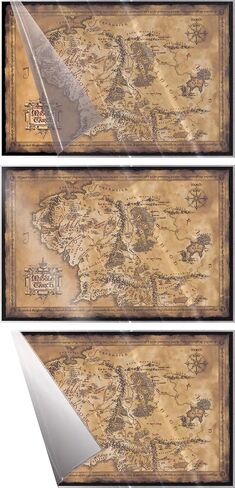 ملصق توقف على الإنترنت The Hobbit/The Lord of the Rings - ملصق/طباعة الفيلم (خريطة الأرض الوسطى - إصدار محدود داكن/بني داكن) (الحجم 36 بوصة × 24 بوصة) (غير مؤطر) in Kuwait