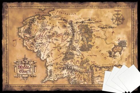 ملصق توقف على الإنترنت The Hobbit/The Lord of the Rings - ملصق/طباعة الفيلم (خريطة الأرض الوسطى - إصدار محدود داكن/بني داكن) (الحجم 36 بوصة × 24 بوصة) (غير مؤطر) in Saudi Arabia