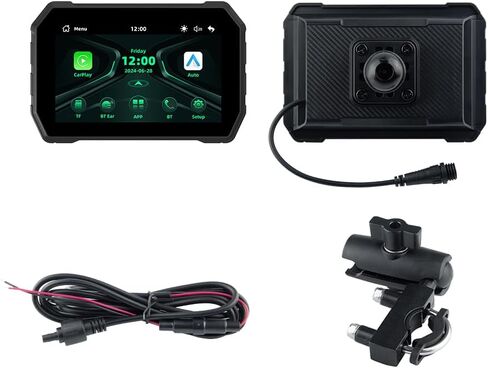 Motorcycle GPS Navigation System 5.0 Inch Display with Wireless CarPlay and Android Auto, IP67 Waterproof 2.5D IPS Screen, Dual Bluetooth 5.0, 5GHz WiFi, Linux OS for Motorcycle Dashboard in Saudi Arabia
