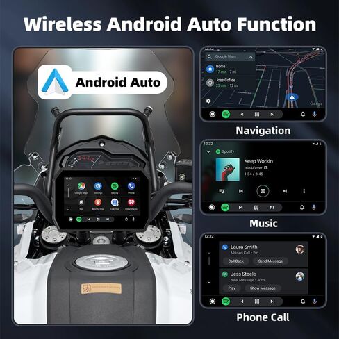 Motorcycle GPS Navigation System 5.0 Inch Display with Wireless CarPlay and Android Auto, IP67 Waterproof 2.5D IPS Screen, Dual Bluetooth 5.0, 5GHz WiFi, Linux OS for Motorcycle Dashboard in Saudi Arabia