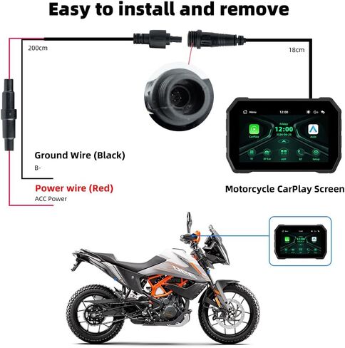 Motorcycle GPS Navigation System 5.0 Inch Display with Wireless CarPlay and Android Auto, IP67 Waterproof 2.5D IPS Screen, Dual Bluetooth 5.0, 5GHz WiFi, Linux OS for Motorcycle Dashboard in Saudi Arabia
