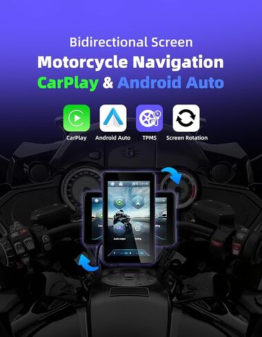 Motorcycle GPS with Wireless CarPlay & Android Auto, 5.0" 800 nits IPS Touchscreen, IP67 Waterproof, Dual Bluetooth, 5GHz WiFi, Screen Rotation, TPMS Support, Linux System in Saudi Arabia