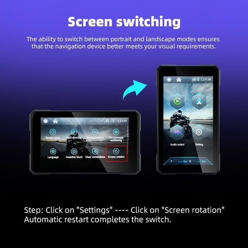 Motorcycle GPS with Wireless CarPlay & Android Auto, 5.0" 800 nits IPS Touchscreen, IP67 Waterproof, Dual Bluetooth, 5GHz WiFi, Screen Rotation, TPMS Support, Linux System in Saudi Arabia