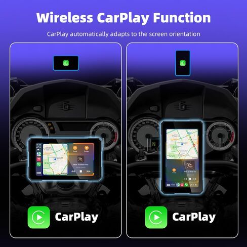 Motorcycle GPS with Wireless CarPlay & Android Auto, 5.0" 800 nits IPS Touchscreen, IP67 Waterproof, Dual Bluetooth, 5GHz WiFi, Screen Rotation, TPMS Support, Linux System in Saudi Arabia