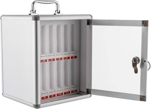 Aluminum Alloy Lock Box - Cell Phone Storage Cabinet with Safety Lock - Wall Cellphone Locker for Classroom - 12 Slots (Style 2) With Handle in Saudi Arabia