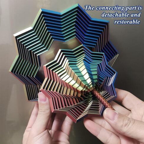 3D Printed Expanded Sensory Fidget Star，Stress-Relief Spinning Tower Toy with Handle Frustration Star Toy, for Office desks as a Stress-Relief Gifts (Red-Blue-Cyan, L-25rings) in Saudi Arabia
