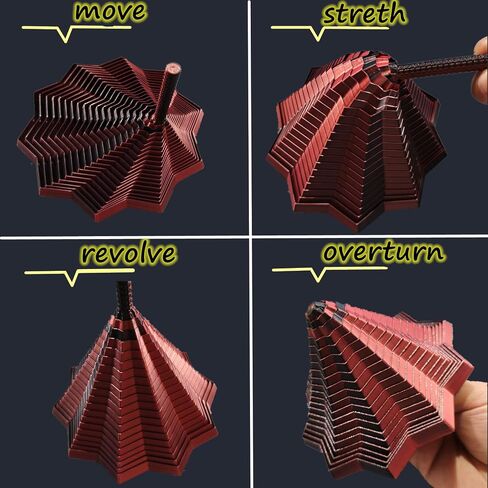 3D Printed Expanded Sensory Fidget Star，Stress-Relief Spinning Tower Toy with Handle Frustration Star Toy, for Office desks as a Stress-Relief Gifts (Red-Blue-Cyan, L-25rings) in Saudi Arabia