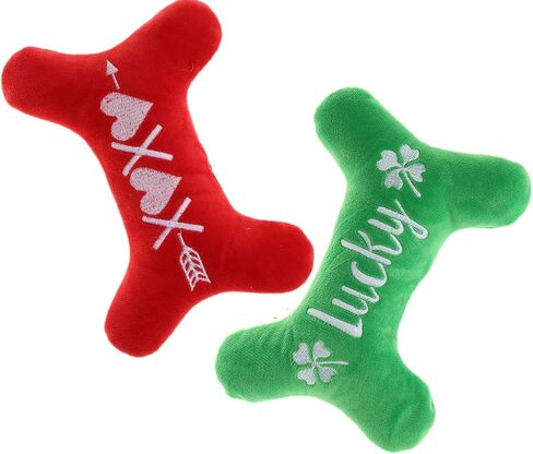 PICKUPIK Plush Dog Squeaky Bone Toy Set for Small Dogs, Pet Gifts for Valentines Day in Saudi Arabia