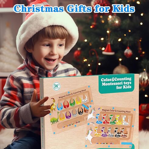 HONGID Dinosaur Toys,Magnetic Color and Number Maze, Montessori Toys for 2 3 4 5 Year Old,Learning Educational Sensory Toys for Toddlers and Kids Boys Girls,Christmas Stocking Stuffers for Kids in Kuwait