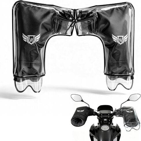 Motorcycle Handlebar Muffs - Thermal Bike Mittens with Reflective Strip, Waterproof PVC Pocket ATV Hand Warmers, Windproof & Coldproof Handlebar Cover Gloves for Cold Weather Cycling in Saudi Arabia
