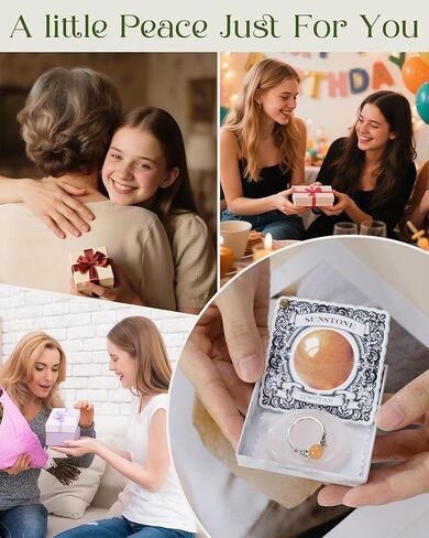 خاتم دوار لتخفيف الضغط - خاتم من الفضة الإسترلينية 925 من الأحجار الكريمة الطبيعية مع الجمشت وضوء القمر والسج والعقيق وتخفيف القلق من الكريستال هدية مجوهرات علاجية للنساء والأم والابنة in Kuwait