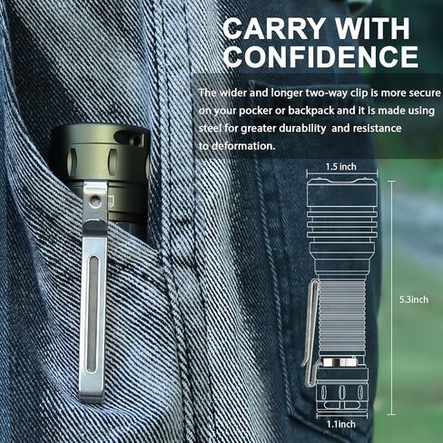 LED Tactical Flashlight Rechargeable - TD03 EDC Flashlight 1800 High Lumens - Tail Rotary Switch One Click Strobe Flashlight Longest Range 1158 feet for Outdoor Indoor Activities in Kuwait