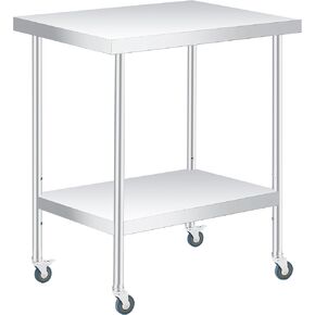 Stainless Steel Prep Table 24x12 Inches, Heavy Duty Commercial Work Table with Adjustable Undershelf for Commercial Kitchen Restaurant in Kuwait