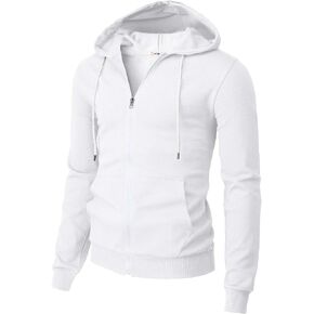 H2H Mens Slim Fit Long Sleeve Kanga Pocket High Neck Hoodie with White Zipper and Cord BLUE US L/Asia XL (CMOHOL062) in Kuwait