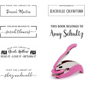 Generic Custom Book Embosser, Personalized Library Embosser, Choose from 15 Designs, Pink in Kuwait