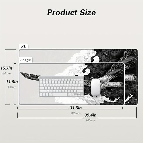 Gaming Mouse Pad Extended Large Laptop Keyboard Non-Slip Rubber Base with Stitched Edges for Home Office Computer Keyboard Laptop-11.8 x 31.5 in in Saudi Arabia