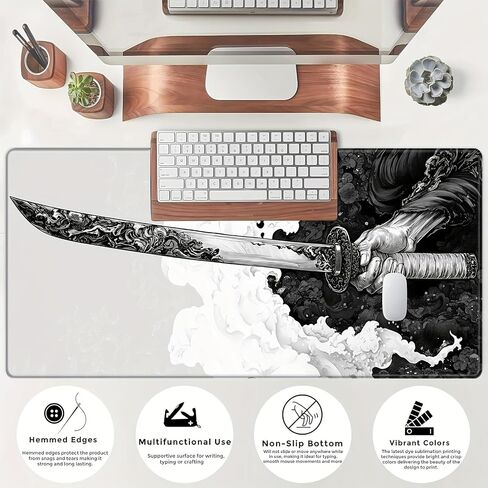 Gaming Mouse Pad Extended Large Laptop Keyboard Non-Slip Rubber Base with Stitched Edges for Home Office Computer Keyboard Laptop-11.8 x 31.5 in in Saudi Arabia