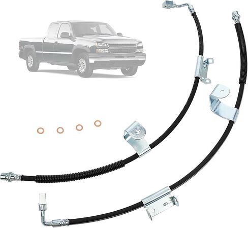 18J4317 & 18J4316 Front Passenger & Driver Side Brake Hydraulic Hose for Chevy Silverado 1500 2500 3500 | GMC Sierra 1500 2500 3500 | Hummer H2, Replaces 19264765, 19264764 in Saudi Arabia