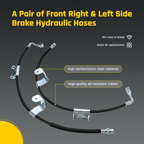18J4317 & 18J4316 Front Passenger & Driver Side Brake Hydraulic Hose for Chevy Silverado 1500 2500 3500 | GMC Sierra 1500 2500 3500 | Hummer H2, Replaces 19264765, 19264764 in Saudi Arabia