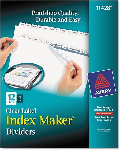 Avery 11428 Index Maker Print & Apply Clear Label Dividers w/White Tabs, 12-Tab, Letter in Saudi Arabia