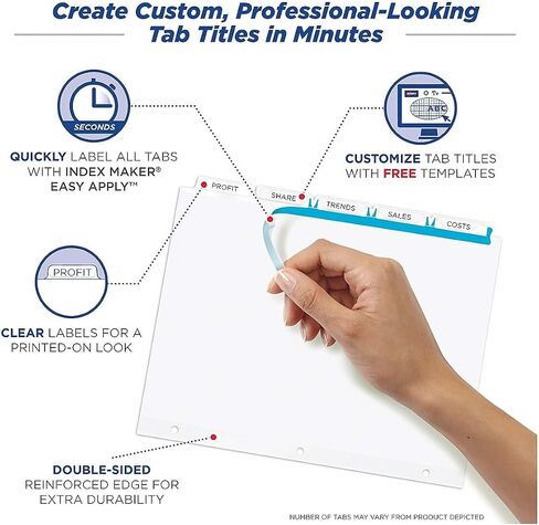 Avery 11428 Index Maker Print & Apply Clear Label Dividers w/White Tabs, 12-Tab, Letter in Saudi Arabia