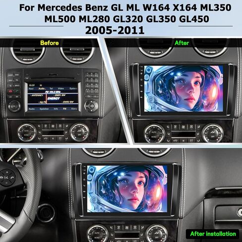 [8Core 6+128] راديو سيارة لسيارة Mercedes Benz GL ML W164 ML350 ML500 ML280 GL320 GL350 GL450 2005-2011، Volxcereo 9 بوصة Android تعمل باللمس مع Carplay/Android Auto، GPS، WiFi، Bluetooth in Kuwait