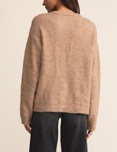 Womens Soft Fuzzy Knit Sweater Oversized Cozy Pullover Jumper Long Sleeve Casual Crewneck Sweater in Saudi Arabia
