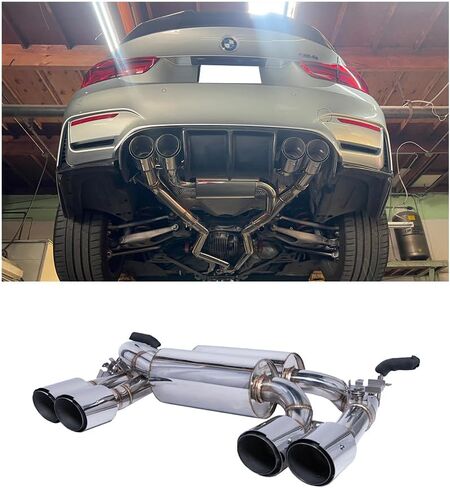 Replacement For 2015-2020 BMW F80 M3 F82 M4 T-304 STAINLESS STEEL ANODIZED SILVER Muffler Axle Back Double Wall Quad Tips Exhaust in Saudi Arabia