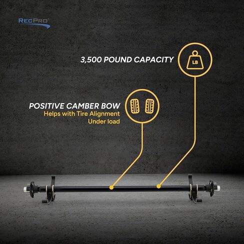 RecPro Trailer 3500lb Straight Idler Axle | Double-Eye Leaf Spring | 4 Leaf Springs | 5 Lug with 4/5" Bolt Pattern | 0.5" Lug Studs (60HF 48SC) in Saudi Arabia