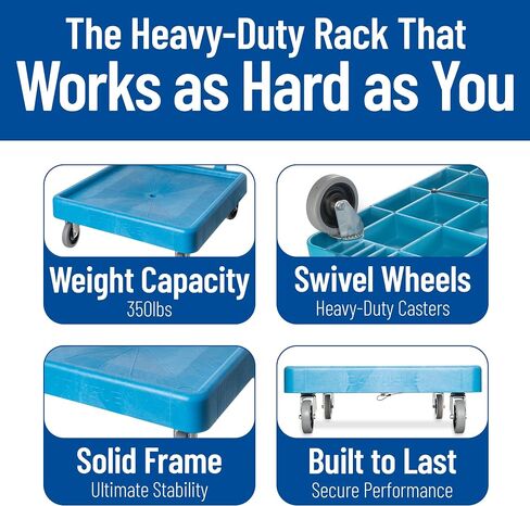 منتجات Carlisle FoodService E-Z Glide Warewashing Rack Dolly Dishwashing Rack Dolly مع استنزاف ومقبض للمطبخ والمطاعم، بلاستيك، 22.5 × 22.5 × 8 بوصة، أسود in Saudi Arabia