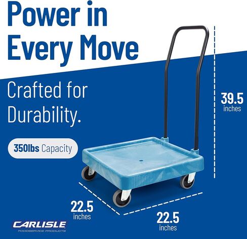 منتجات Carlisle FoodService E-Z Glide Warewashing Rack Dolly Dishwashing Rack Dolly مع استنزاف ومقبض للمطبخ والمطاعم، بلاستيك، 22.5 × 22.5 × 8 بوصة، أسود in Saudi Arabia