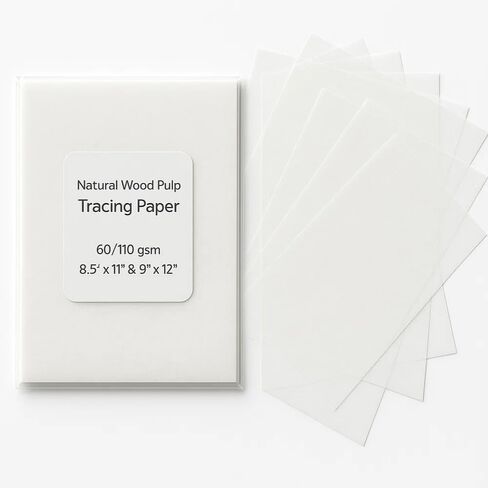 ورق تتبع طبيعي Swtreeee، مقاس 8.5 × 11 بوصة، 50 ورقة، 60 جرامًا في المتر المربع، ورق رسم شفاف للفنانين والمصممين والحرف الورقية (8.5 * 11 بوصة رفيع) in Kuwait