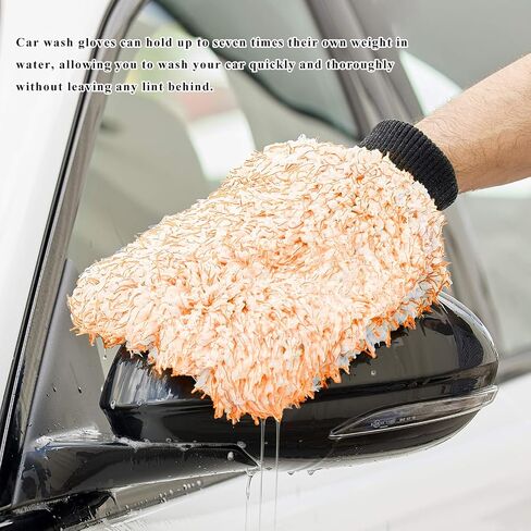 قطعتان من قفازات غسيل السيارات، قفازات تنظيف من الألياف الدقيقة خالية من الوبر مقاس 8 × 10 بوصات وخالية من الخدوش، قفاز غسيل فائق الامتصاص لتفصيل قفاز الغسيل لشاحنة سيدان SUV، ملحقات السيارة (برتقالي) in Kuwait