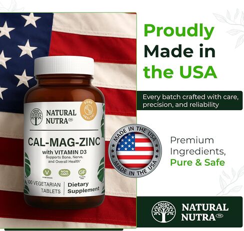 Natural Nutra Calcium Magnesium Zinc Supplement with Vitamin D3 for Bone Strength, Healing Health, Gluten Free and Sugar Free, Essential Mineral Complex, 1000/500/25 mg (250 Count) in Kuwait